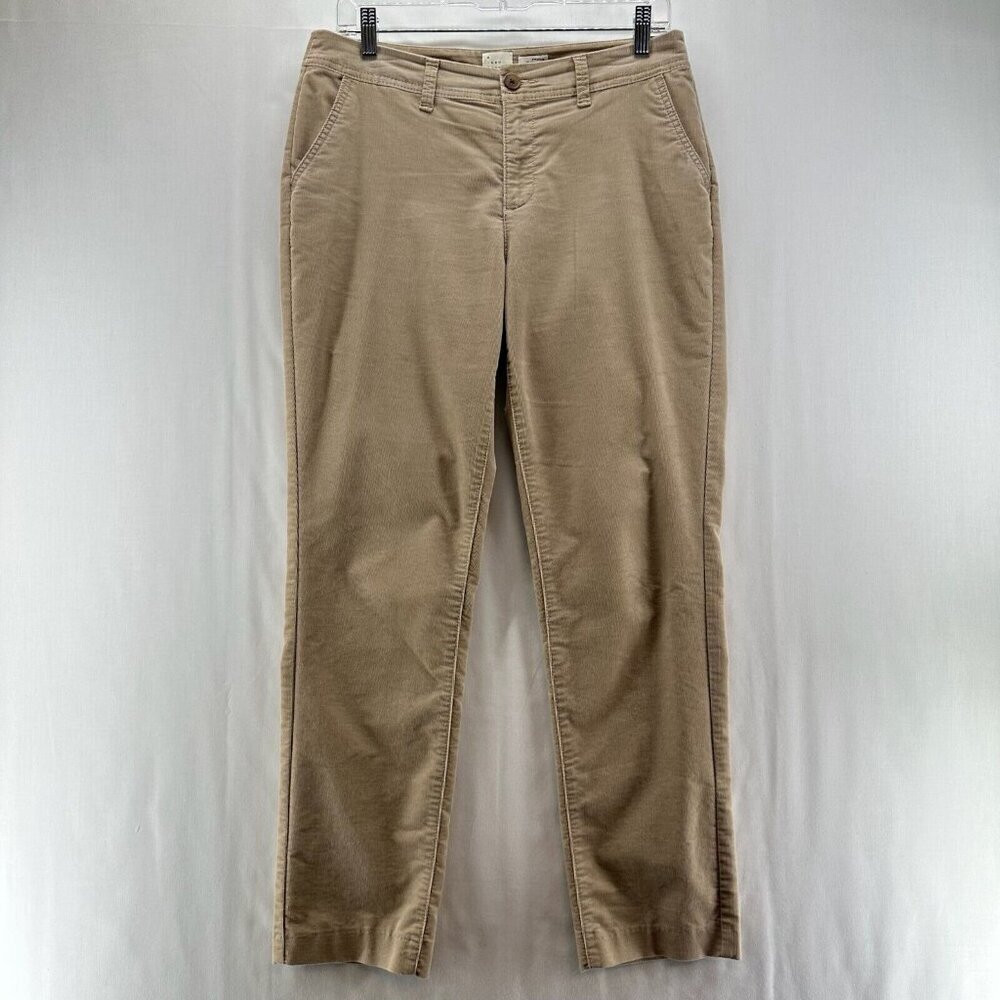 A New Day Pants Womens Size 8 Stretch Corduroy Straight Chino Cotton Blend Beige